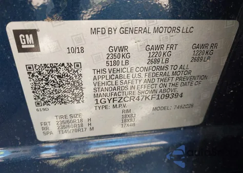 2019 Cadillac Xt4 Premium Luxury z USA, uszkodzony, nr VIN 1GYFZCR47KF109394